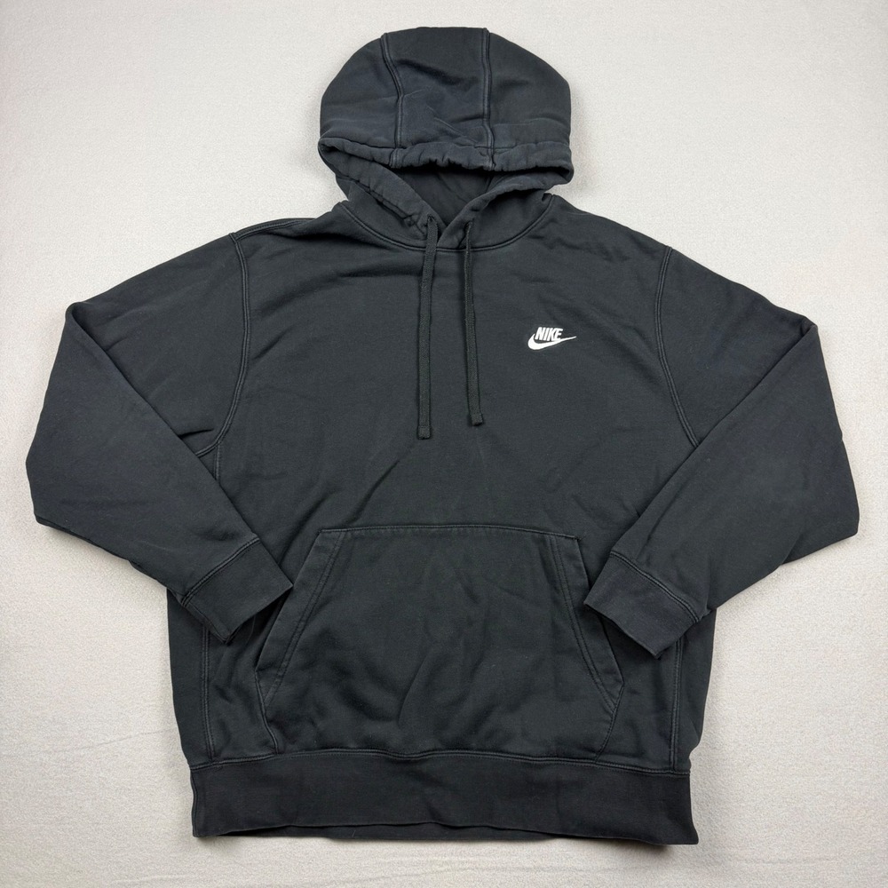 Nike Mens Large Black Sportswear Club Fleece Pullover Hoodie Logo BV2654-010